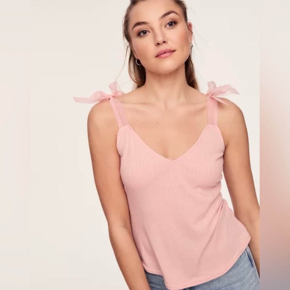 Adore Me Pink Ribbed Tank with Bows